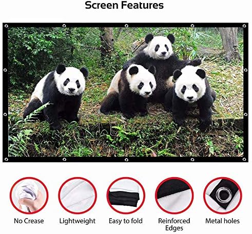 CLGZS Ekranlar Projektör Taşınabilir, 60 100 120 inç 16:9,Polyester Açık film ekranı Seyahat Ev Sineması DLP Projektör