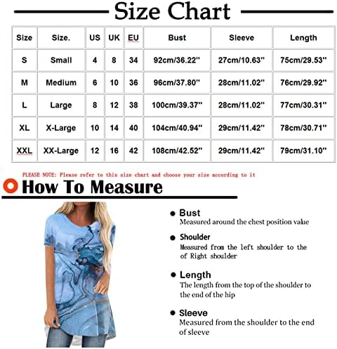 Yaz Sonbahar Üst Gömlek Kızlar için Kısa Kollu Ekip Boyun Pamuk Mermer Grafik Gevşek Fit Rahat Fit Bluz F6 F6
