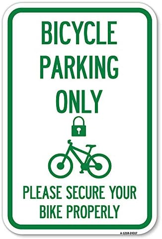 Sadece Bisiklet park Yeri, lütfen bisikletinizi uygun şekilde sabitleyin (Bisiklet ve kilit sembolü ile) | 12 X 18