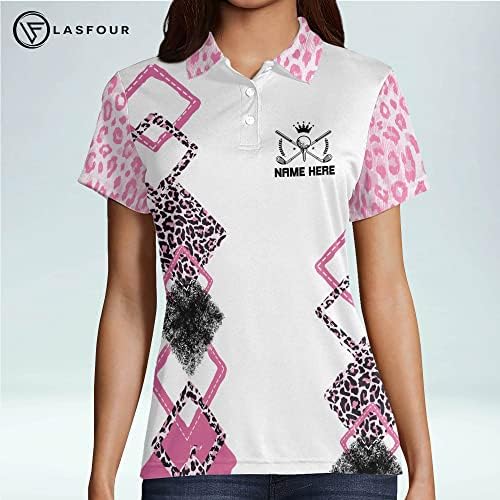 LASFOUR Özel Bayan golf gömlekleri Kısa Kollu, Kadınlar için 3D Komik Golf Kıyafetleri, Kadınlar için Komik Golf gömlekleri