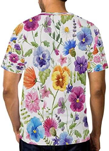 Bolaz Renkli Yaz Hercai Menekşe Çiçekler erkek tişört, Her Yerinde Baskı kısa kollu t-Shirt erkek t-shirtü