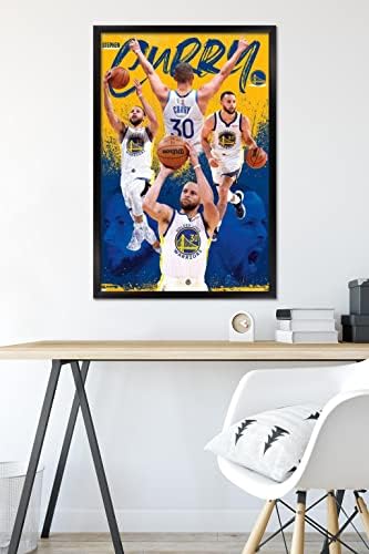 Trendler Uluslararası NBA Golden State Warriors-Stephen Curry 22 Duvar Posteri, 22.375 x 34, siyah Çerçeveli Versiyonu