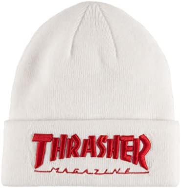 Thrasher işlemeli Logo Bere Şapka, Beyaz / Kırmızı, Bir Boyut