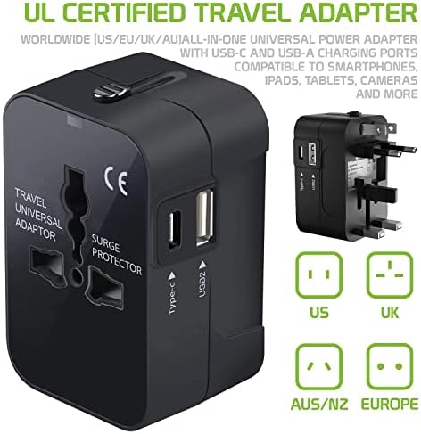 Seyahat USB Plus Uluslararası Güç Adaptörü Motorola Droid Ultra ile Uyumlu 3 Cihaz için Dünya Çapında Güç için USB