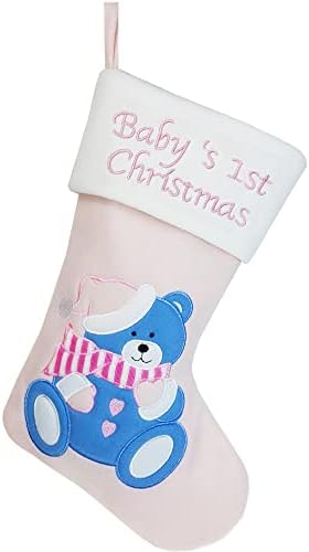 DearSun Bebeğin İlk Noel Çorabı Nakışlı Kişiselleştirilmiş Noel Çorabı Yenidoğanlar için İsim ve Doğum Günü Tarihi