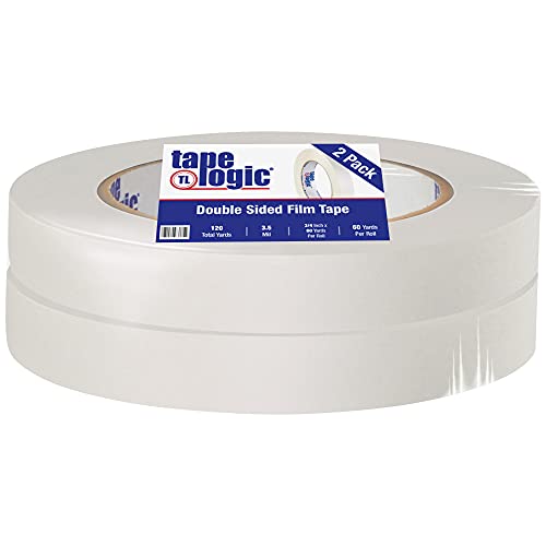Kutular Fast Tape Logic ® Çift Taraflı Film Bant, 3,5 Mil, 3/4 x 60 yds, Beyaz, (2'li Paket)