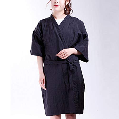 Lurrose Salon Müşteri Elbisesi Elbiseler Pelerin Kuaför Saç Kesme Önlük Müşteriler için Kimono Tarzı (Siyah)