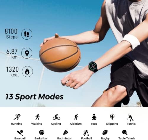 LOKUI Smartwatch SpO2 Erkekler Kadınlar için akıllı Saat, Spor İzci 13 Spor Modu Nabız monitörü Uyku ve Özelleştirilebilir