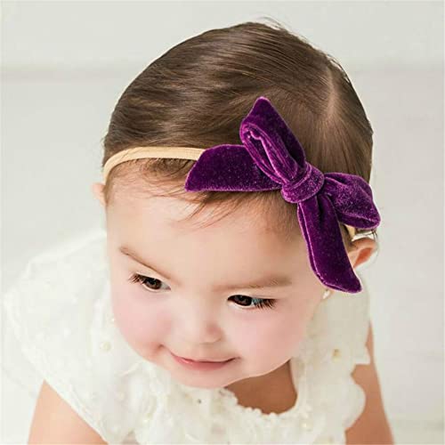 Bebek Kız Kadife saç fiyonkları ve Saç Bantları, yumuşak Sıkı Naylon Hairbands Yenidoğan Bebek Tulumları için Elastik