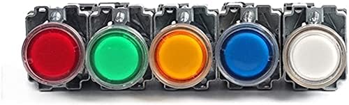 UNCASO 22mm anlık XB2-BW3361 yuvarlak basmalı düğme anahtarı ile LED / Neon ışık 1NO 24V / AC220V / AC380V (Renk: