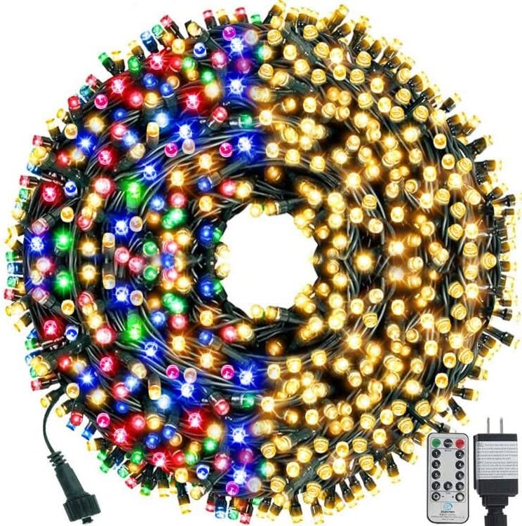 Chuya 300LED Çift Renk Değiştirme Noel ağacı ışıkları, Sıcak Beyazdan çok renge, Uçtan uca Fiş 9 mod,Noel tatili partisi