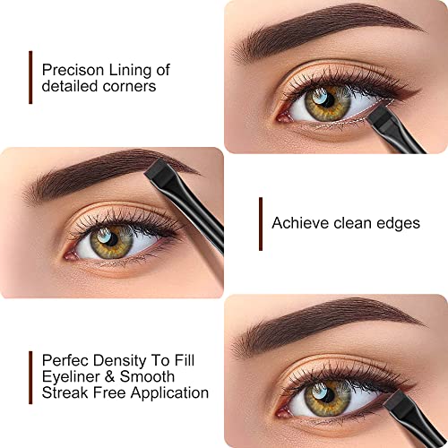 AQUEEN Eyeliner Fırçası - 3 adet hassas jel ince Eyeliner fırçası - Ultra ince düz ve açılı Eyeliner Fırçası, makyaj