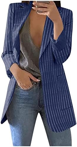 Kadınlar için Blazer Ceketler, rahat Uzun Kollu Hafif İş Ofis Ceket Açık Ön Hırka Dış Giyim Cepler ile