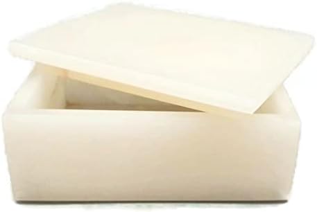 KhanImports Hakiki Beyaz Oniks Kutu, Taş Biblo Kapaklı Kutu-Dikdörtgen, 5 inç
