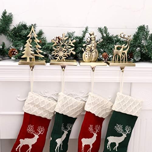 Mantel için WENFOME Noel Çorabı Tutucuları 4'lü Set, Tatil Çorabı Askı Seti - Kar Tanesi Kardan Adam Ren Geyiği ve