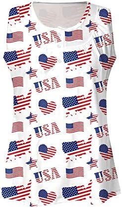 4th Temmuz ABD Bayrağı Tunikler Kadınlar için Karın Gizleme Tee Gömlek Yaz Rahat Tatil Kısa Kollu Düğme V Yaka Bluzlar