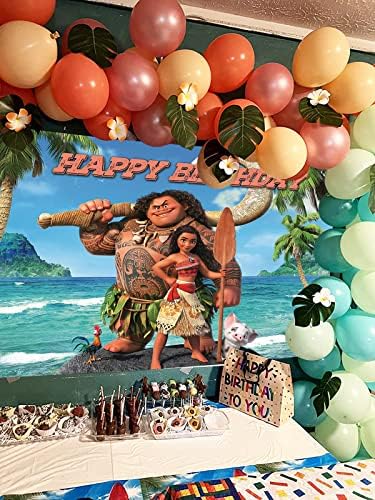 Botong 7x5ft Moana Maui Plaj Okyanus Zemin Karikatür Moana Doğum Günü Zemin Yaz Plaj Prenses Kız Doğum Günü Fotoğraf