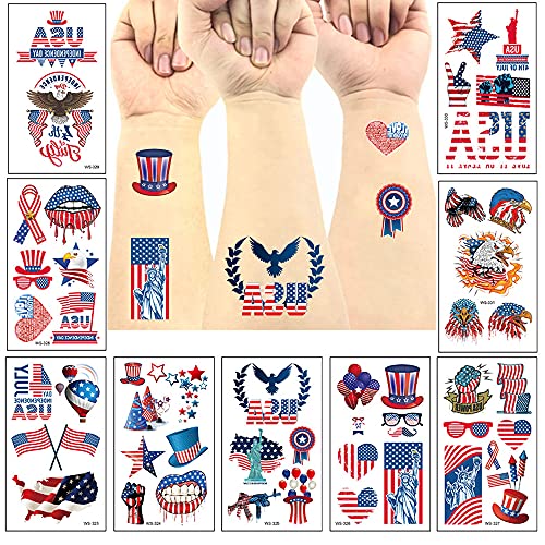 Amerikan Bayrağı Dövmeler Çıkartmalar Dördüncü Temmuz Dekorasyon Geçici Dövmeler Bağımsızlık Günü için Vatansever