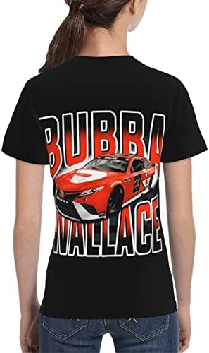 ASFRSH Bubba Wallace 23 Gömlek Genç Kız ve Erkek Baskı Kısa Kollu Tee Atletik Klasik Gömlek Ekip Boyun T-Shirt