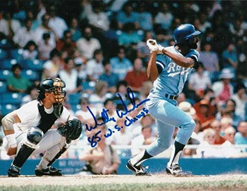 WİLLİE WİLSON KANSAS CİTY ROYALS 1985 WS CHAMPS EYLEMİ 8x10 İmzalı MLB Fotoğrafları imzaladı