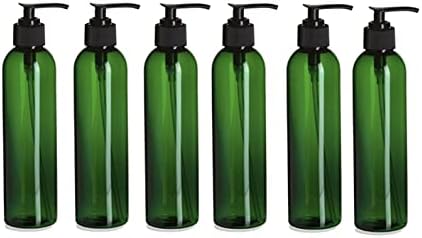 6 Paket – 8 oz-Yeşil Cosmo Plastik Şişeler – Siyah Pompa - Uçucu Yağlar, Parfümler, Temizlik Ürünleri için-Doğal Çiftlikler