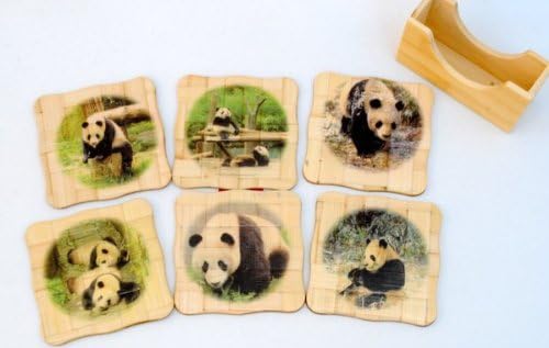 Bambu Bardak Altlığı Takımı-Pandalar