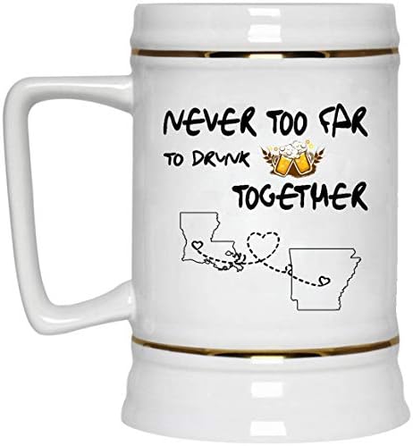 Hediye fikirleri Babalar Günü Kupa Bira Louisiana Arkansas Birlikte Bira Şarabı içmek için Asla Çok Uzak Değil-Uzun