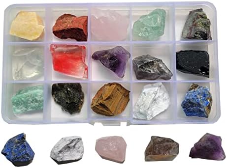 15 adet Kaba Kayalar ve mineral Örnekleri 0.5-1 Doğal Ham Kristaller Şifa, Yuvarlanan, Parlatma, Wicca ve Reiki