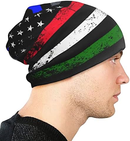 Nıqqzıt İnce Mavi Kırmızı Yeşil Çizgi Amerikan Bayrağı Bere Şapka Erkekler için/Kadın hımbıl bere Kayak Kafatası Kap