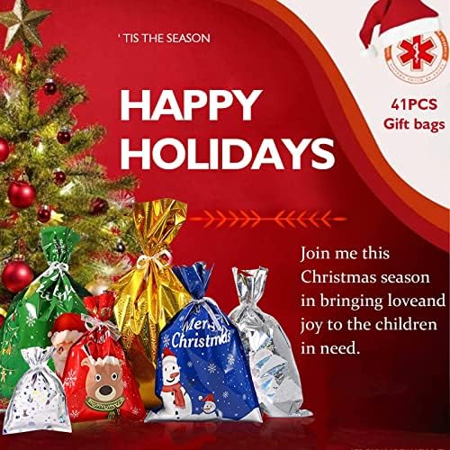 Noel Hediye Çantaları-Tatil Hediyesi için 41 ADET Çeşitli Boyutlarda Toplu (Büyük Orta Küçük)