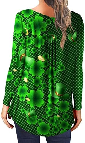 Kadın Aziz Patrick Günü Üstleri Gevşek Fit Gizlemek Göbek Tunik 2023 bahar uzun kollu elbise T Shirt Şık Casual Bluzlar
