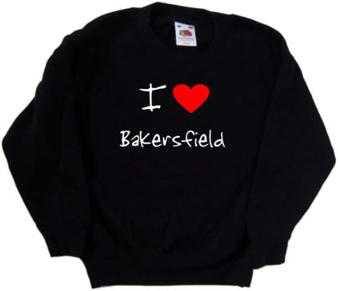 I Love Heart Bakersfield Siyah Çocuk Sweatshirt