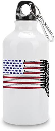 Amerikan Bayrağı ile Yapılan hokey sopaları Spor Su Şişeleri Vakum Yalıtımlı Alüminyum Kapaklı Yeniden Kullanılabilir