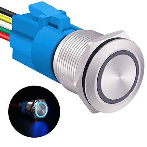 weıdeer 19mm Mandallama basmalı düğme anahtarı Metal 12V Mavi Halka LED 5 Pin SPDT AÇMA / Kapama Düğmesi Anahtarı