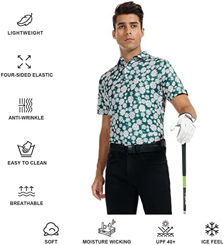 DEOLAX Erkek Golf Gömlek Performans Nem Esneklik Kuru Fit polo gömlekler Erkekler için Yumuşak Nefes polo gömlekler