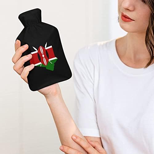 Kenya bayrağı Haritası Peluş Su Enjeksiyon Kauçuk Sıcak Su Torbası Taşınabilir Sıcak Su Şişesi Sıcak El ayak ısıtıcı