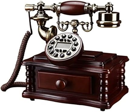 GaYouny Kare sabit Telefon Ahşap vaste telefoon Arayan kimliği Sabit Telefon Ev Ofis Oturma Odası için (Renk: Kahverengi)