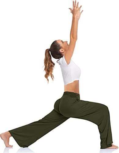 UEU Bayan Geniş Bacak Yoga Pantolon Yüksek Belli Ayarlanabilir Kravat Düğüm Joggers Rahat Gevşek Artı Boyutu Salonu