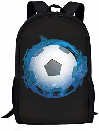 Pensura okul gençler için sırt çantası Erkek Mavi Yangın Yanan Futbol Baskılı okul çantası Rahat Seyahat gizli sakli