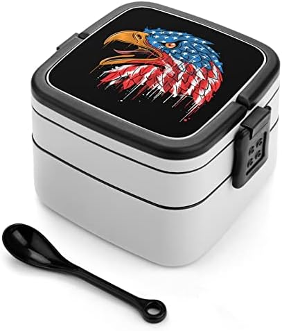 Kartal Bağımsızlık ABD Bayrağı yemek kabı Taşınabilir Çift Katmanlı Bento Kutusu Büyük Kapasiteli yemek kutusu Gıda