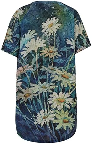 Bayan Bluz Kollu Ekip Boyun Tekne Boyun Pamuk Grafik Ayçiçeği Baskı Çiçek Brunch Bluz T Shirt Genç Kızlar MT