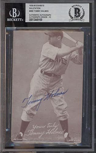 28 Tommy Holmes (Saygılarımla-1939 Sergi Beyzbol Kartları (Yıldız) Dereceli BGS AUTO 10-Beyzbol Slabbed İmzalı Kartlar