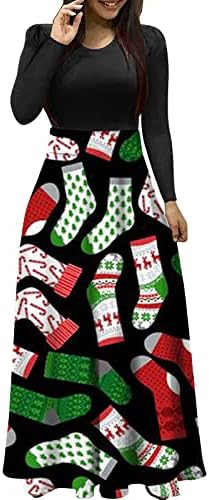 Kadın Ekose Uzun Kollu İmparatorluğu Bel Tam Boy Maxi Elbise Noel Akşam Parti Kokteyl Elbiseleri Cepler ile