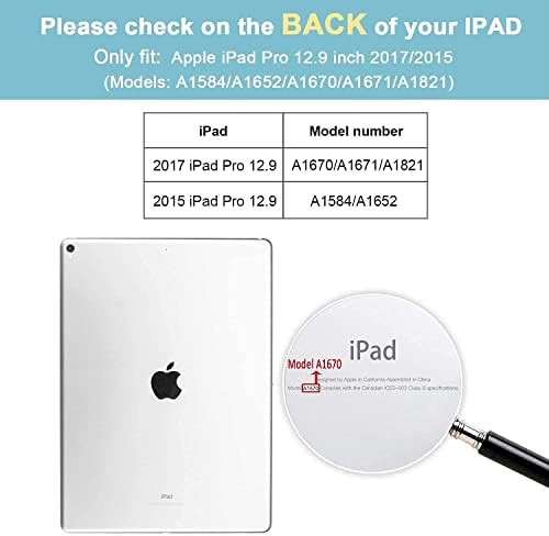 ProCase iPad Pro 12.9 2017/2015 Siyah Companion Case Arka Paketi ile Siyah Katlanabilir Cep Telefonu / Tablet Standı