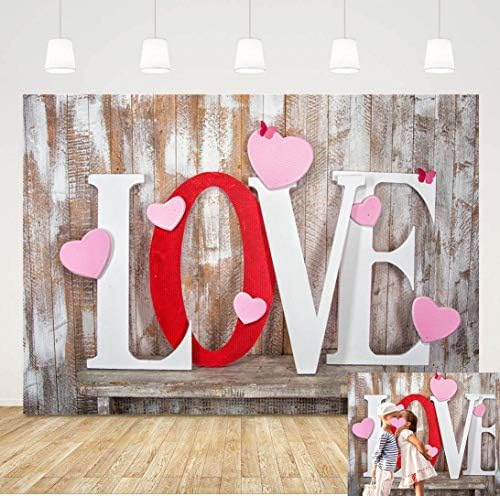 Sevgililer Günü Arka Planında Pembe Aşk Kalp Retro Ahşap Duvar Fotoğraf Arka Plan Düğün 7x5ft Fotoğraf Arka Plan Yenidoğan