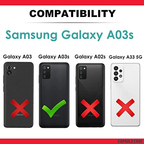 Kapsül Kılıf Samsung Galaxy ıçin Uyumlu A03s [Askeri Sınıf Darbeye Ağır Kickstand Kemer Klip Kılıf Kılıf Siyah] duman