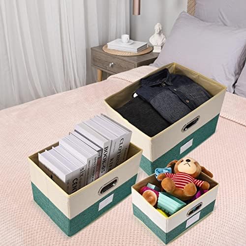 Fassave Katlanabilir eşya kutuları Kapaklı, 2 Paket kumaş saklama Kabı Sepeti Küp Kolları Ofis, Yatak Odası, Dolap