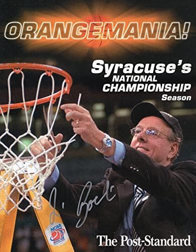 Jim Boeheim El İmzalı 2003 Syracuse Basketbol Turuncu Mania Dergisi + coa İmzalı Kolej Basketbolları