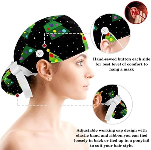 Mor Noel Ağacı ve Zencefilli Kurabiye Çalışma Şapka Ayarlanabilir Fırçalama Kap Düğmeleri ve Yay Saç Toka Hemşire
