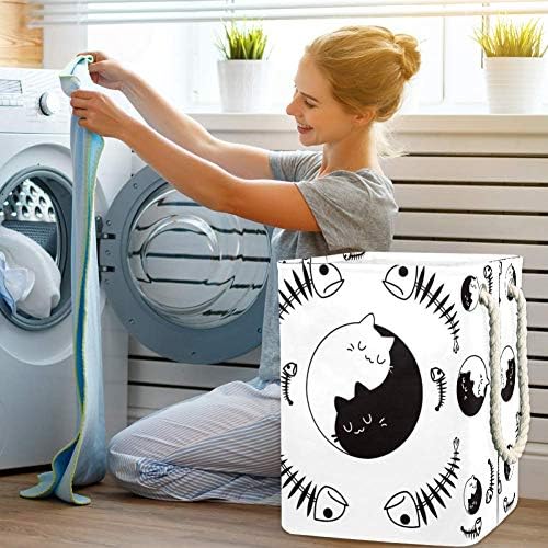 DJROW Kedi Kılçık Yin Yang Beyaz Siyah Desen çamaşır sepeti Kova Çocuk Odası için ev düzenleyici Kreş Depolama Bebek